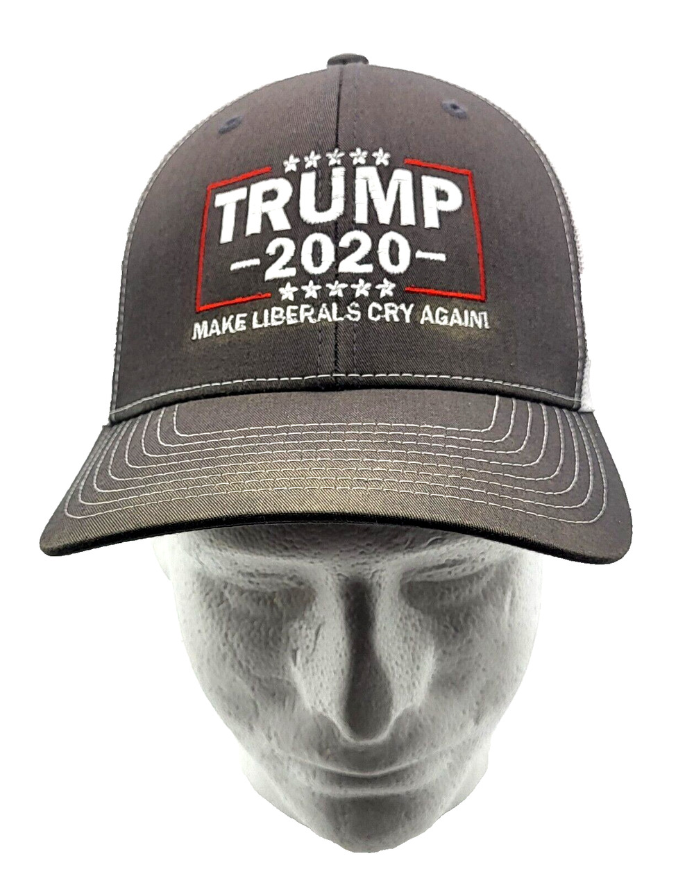 Richardson Trump 2020 Trucker Cap Gray White Mesh Snapback One Size